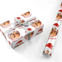 Photo Santa Hat Christmas Wrapping Paper -CaseCraze Store Photo Sant Hat Christmas Personalised Wrapping Paper
