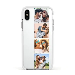 Photo Strip Montage Upload IPhone Case 35 Photo Strip Montage Upload IPhone Case -CaseCraze Store Photo Strip Montage Upload Apple iPhone Xs Impact Case White Edge on Silver Phone