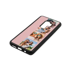 Photo Strip Montage Upload Pebble Leather Pink IPhone Case -CaseCraze Store Photo Strip Montage Upload Pink Pebble Leather Samsung S9 Plus Case Side Angle