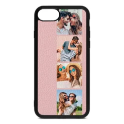 Photo Strip Montage Upload Pebble Leather Pink IPhone Case -CaseCraze Store Photo Strip Montage Upload Pink Pebble Leather iPhone 8 Case
