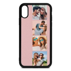 Photo Strip Montage Upload Pebble Leather Pink IPhone Case -CaseCraze Store Photo Strip Montage Upload Pink Pebble Leather iPhone Xr Case