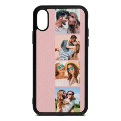 Photo Strip Montage Upload Pebble Leather Pink IPhone Case -CaseCraze Store Photo Strip Montage Upload Pink Pebble Leather iPhone Xs Case