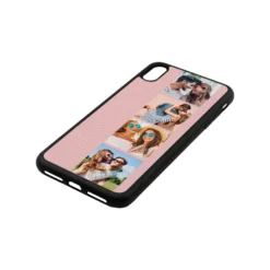 Photo Strip Montage Upload Pebble Leather Pink IPhone Case -CaseCraze Store Photo Strip Montage Upload Pink Pebble Leather iPhone Xs Max Case Side Angle