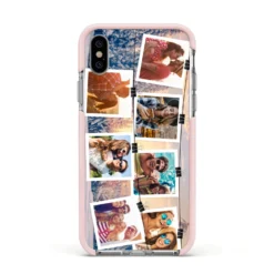 Photo Upload Montage IPhone Case 38 Photo Upload Montage IPhone Case -CaseCraze Store Photo Upload Montage Apple iPhone Xs Impact Case Pink Edge on Silver Phone