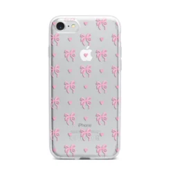 Pink Bow And Heart IPhone Case -CaseCraze Store Pink Bow and Heart iPhone 7 Bumper Case on Silver iPhone