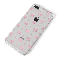 Pink Bow And Heart IPhone Case -CaseCraze Store Pink Bow and Heart iPhone 8 Plus Bumper Case on Silver iPhone Alternative Image