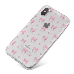 Pink Bow And Heart IPhone Case -CaseCraze Store Pink Bow and Heart iPhone X Bumper Case on Silver iPhone