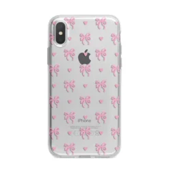 Pink Bow And Heart IPhone Case -CaseCraze Store Pink Bow and Heart iPhone X Bumper Case on Silver iPhone Alternative Image 1