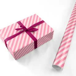 Pink Candy Stripe Wrapping Paper -CaseCraze Store Pink Candy Stripe Personalised Wrapping Paper