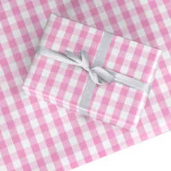 Pink Gingham Check Wrapping Paper