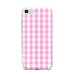 Pink Gingham Check IPhone Case 31 Pink Gingham Check IPhone Case -CaseCraze Store Pink Gingham Check iPhone 7 Bumper Case on Silver iPhone
