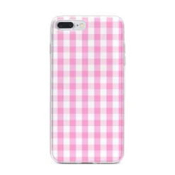 Pink Gingham Check IPhone Case 33 Pink Gingham Check IPhone Case -CaseCraze Store Pink Gingham Check iPhone 7 Plus Bumper Case on Silver iPhone