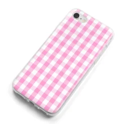 Pink Gingham Check IPhone Case 28 Pink Gingham Check IPhone Case -CaseCraze Store Pink Gingham Check iPhone 8 Bumper Case on Silver iPhone Alternative Image