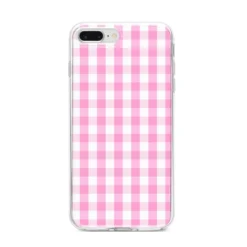 Pink Gingham Check IPhone Case 29 Pink Gingham Check IPhone Case -CaseCraze Store Pink Gingham Check iPhone 8 Plus Bumper Case on Silver iPhone