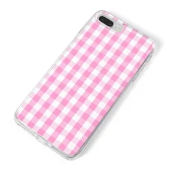 Pink Gingham Check IPhone Case 30 Pink Gingham Check IPhone Case -CaseCraze Store Pink Gingham Check iPhone 8 Plus Bumper Case on Silver iPhone Alternative Image