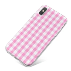 Pink Gingham Check IPhone Case 26 Pink Gingham Check IPhone Case -CaseCraze Store Pink Gingham Check iPhone X Bumper Case on Silver iPhone