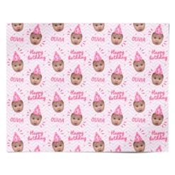 Pink Happy Birthday Personalised Face Wrapping Paper -CaseCraze Store Pink Happy Birthday Personalised Face Personalised Wrapping Paper Alternative