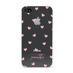 Pink Hearts With Custom Name IPhone Case 23 Pink Hearts With Custom Name IPhone Case -CaseCraze Store Pink Hearts with Custom Name Apple iPhone 4s Case