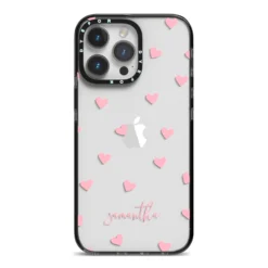 Pink Hearts With Custom Name IPhone Case