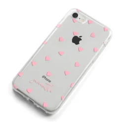 Pink Hearts With Custom Name IPhone Case 28 Pink Hearts With Custom Name IPhone Case -CaseCraze Store Pink Hearts with Custom Name iPhone 8 Bumper Case on Silver iPhone Alternative Image