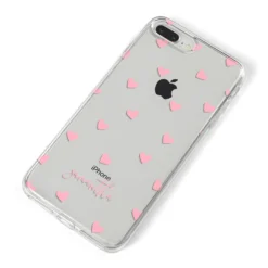 Pink Hearts With Custom Name IPhone Case 30 Pink Hearts With Custom Name IPhone Case -CaseCraze Store Pink Hearts with Custom Name iPhone 8 Plus Bumper Case on Silver iPhone Alternative Image