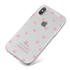 Pink Hearts With Custom Name IPhone Case 26 Pink Hearts With Custom Name IPhone Case -CaseCraze Store Pink Hearts with Custom Name iPhone X Bumper Case on Silver iPhone