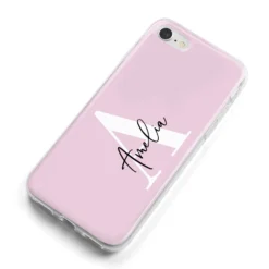 Pink Personalised Initial Name IPhone Case -CaseCraze Store Pink Personalised Initial Name iPhone 8 Bumper Case on Silver iPhone Alternative Image