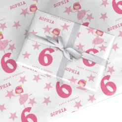 Pink Princess Personalised Birthday Wrapping Paper