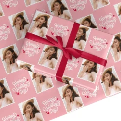 Pink Valentines Day Photo Personalised Wrapping Paper