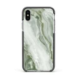 Pistachio Green Marble IPhone Case -CaseCraze Store Pistachio Green Marble Apple iPhone Xs Impact Case Black Edge on Silver Phone