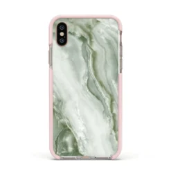 Pistachio Green Marble IPhone Case -CaseCraze Store Pistachio Green Marble Apple iPhone Xs Impact Case Pink Edge on Gold Phone