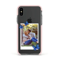 Polaroid Photo IPhone Case -CaseCraze Store Polaroid Photo Apple iPhone Xs Impact Case Pink Edge on Black Phone