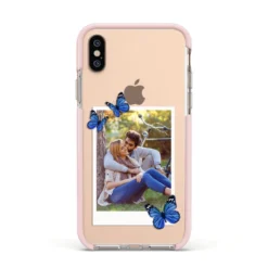 Polaroid Photo IPhone Case -CaseCraze Store Polaroid Photo Apple iPhone Xs Impact Case Pink Edge on Gold Phone