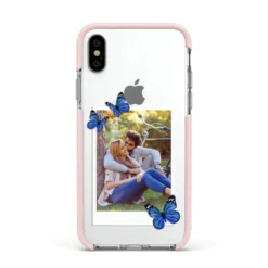 Polaroid Photo IPhone Case -CaseCraze Store Polaroid Photo Apple iPhone Xs Impact Case Pink Edge on Silver Phone