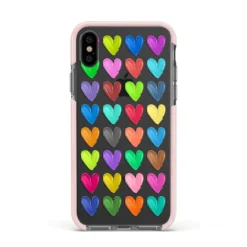 Polka Heart IPhone Case 37 Polka Heart IPhone Case -CaseCraze Store Polka Heart Apple iPhone Xs Impact Case Pink Edge on Black Phone