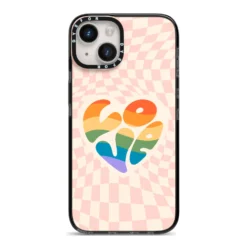 Pride IPhone Case -CaseCraze Store Pride iPhone 14 Black Impact Case on Silver phone