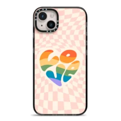 Pride IPhone Case -CaseCraze Store Pride iPhone 14 Plus Black Impact Case on Silver phone