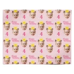 Princess Birthday Photo Face Wrapping Paper -CaseCraze Store Princess Birthday Photo Face Personalised Wrapping Paper Alternative