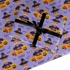 Pumpkin Witch Photo Face Wrapping Paper