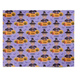Pumpkin Witch Photo Face Wrapping Paper -CaseCraze Store Pumpkin Witch Photo Face Personalised Wrapping Paper Alternative
