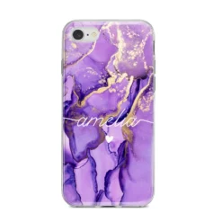Purple Marble IPhone Case -CaseCraze Store Purple Marble iPhone 8 Bumper Case on Silver iPhone