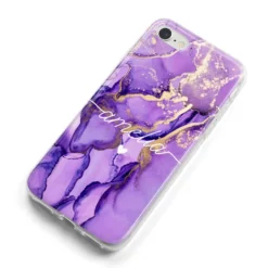 Purple Marble IPhone Case -CaseCraze Store Purple Marble iPhone 8 Bumper Case on Silver iPhone Alternative Image