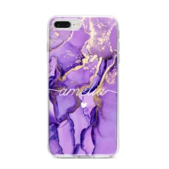 Purple Marble IPhone Case -CaseCraze Store Purple Marble iPhone 8 Plus Bumper Case on Silver iPhone