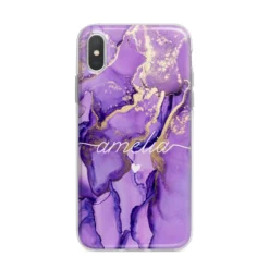 Purple Marble IPhone Case -CaseCraze Store Purple Marble iPhone X Bumper Case on Silver iPhone Alternative Image 1