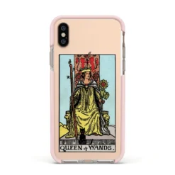 Queen Of Wands Tarot Card IPhone Case -CaseCraze Store Queen of Wands Tarot Card Apple iPhone Xs Impact Case Pink Edge on Gold Phone