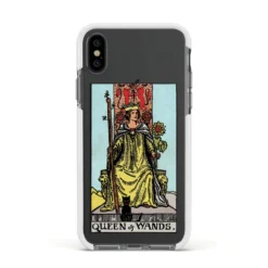 Queen Of Wands Tarot Card IPhone Case -CaseCraze Store Queen of Wands Tarot Card Apple iPhone Xs Impact Case White Edge on Black Phone