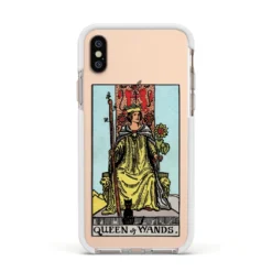 Queen Of Wands Tarot Card IPhone Case -CaseCraze Store Queen of Wands Tarot Card Apple iPhone Xs Impact Case White Edge on Gold Phone