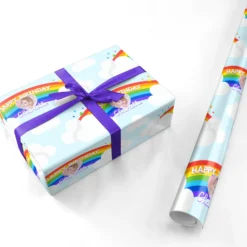 Rainbow Happy Birthday Personalised Wrapping Paper -CaseCraze Store Rainbow Happy Birthday Personalised Personalised Wrapping Paper