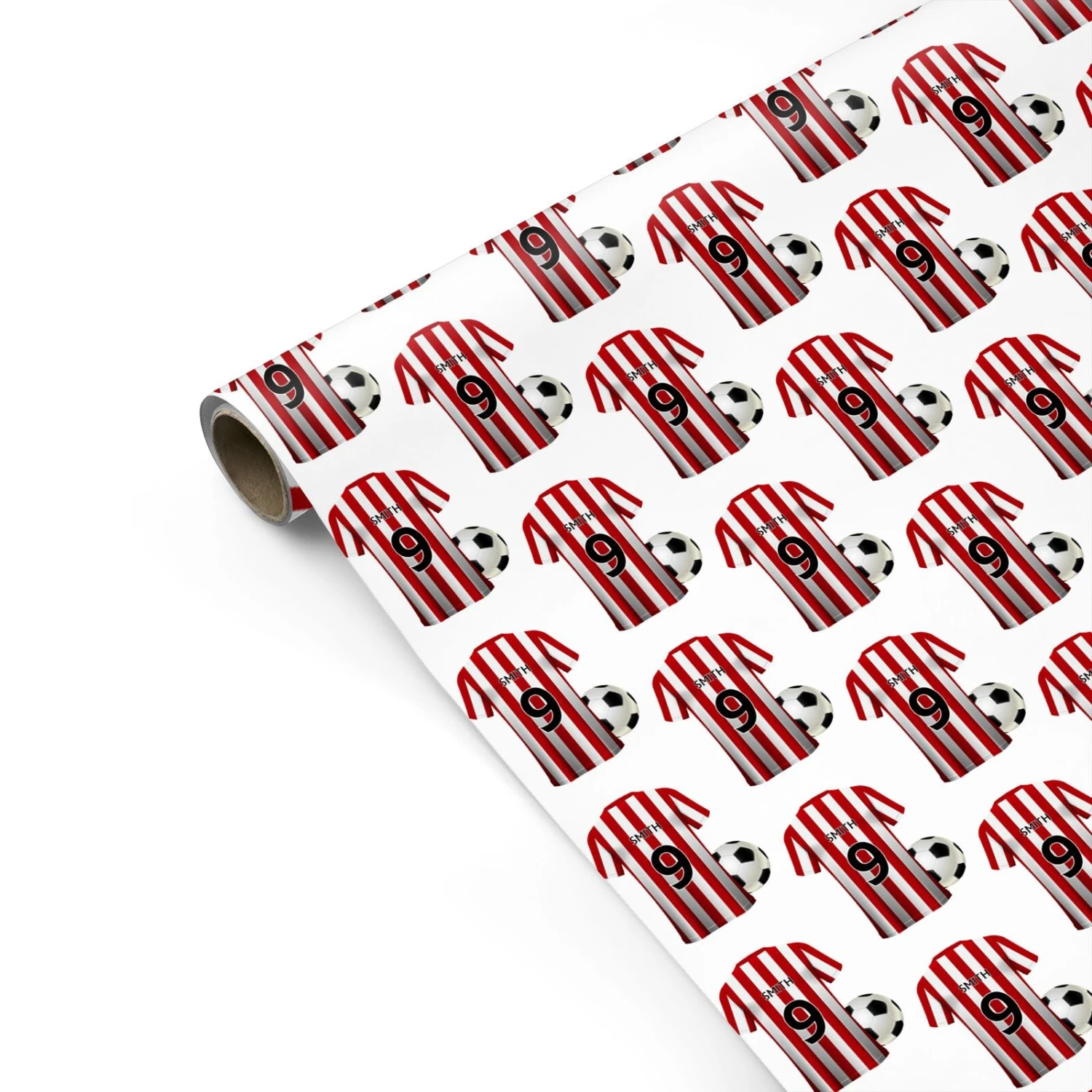 Red White Striped Personalised Football Shirt Wrapping Paper 2 Red White Striped Personalised Football Shirt Wrapping Paper - Image 2