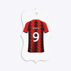 Red And Black Stripes Personalised Football Shirt Gift Tags -CaseCraze Store Red and Black Stripes Personalised Football Shirt Bracket Gift Tag